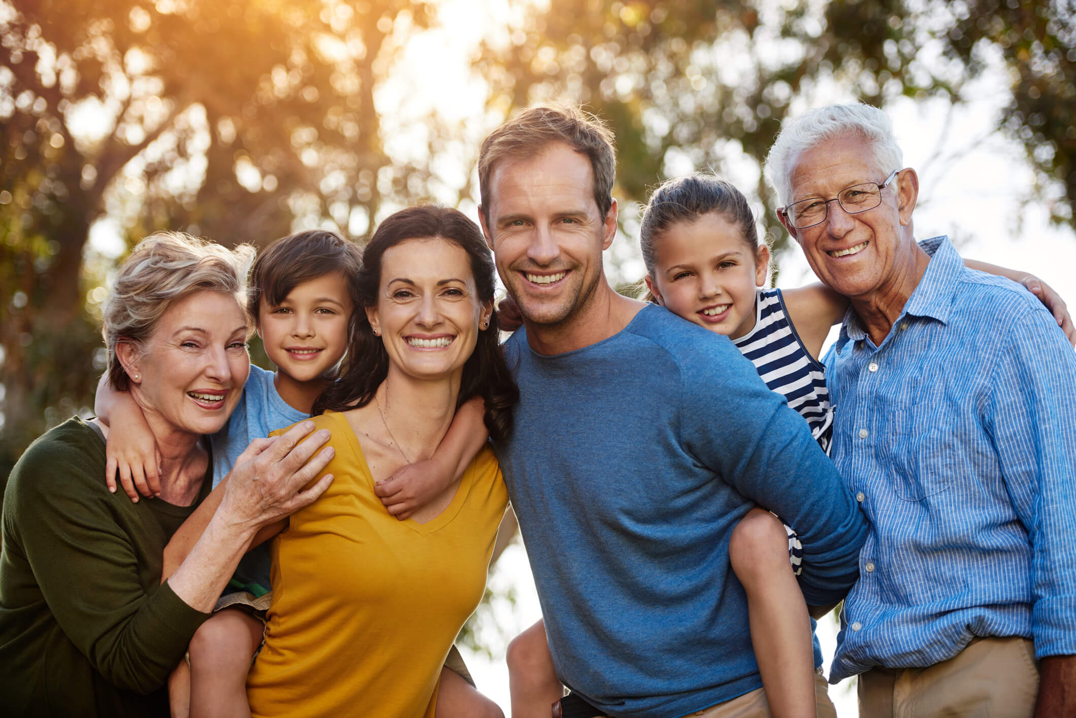 Happy family being together outside on a sunny day